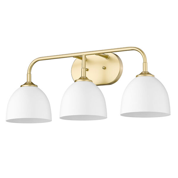 Zoey Olympic Gold and Matte White Three-Light Bath Vanity, image 3